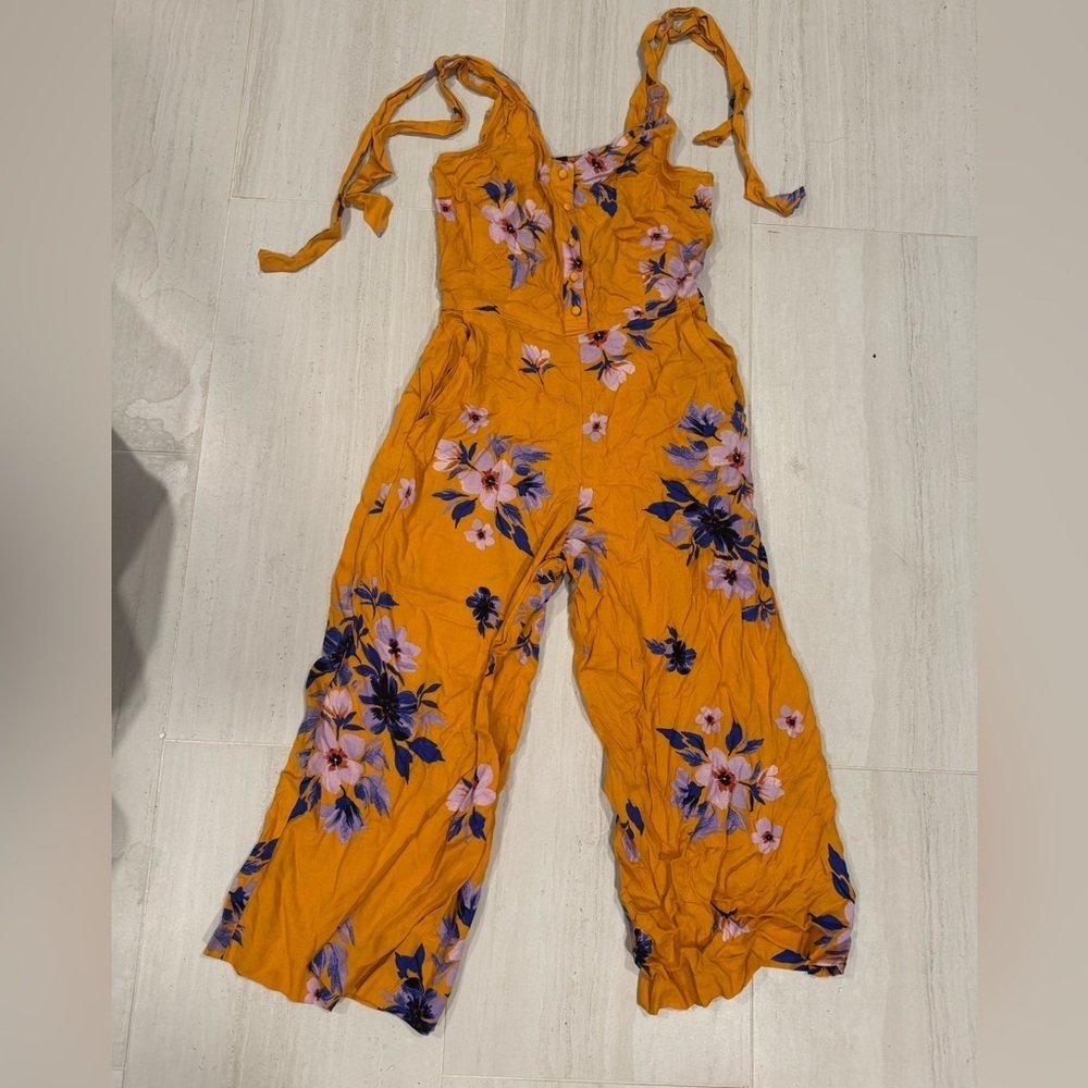 Jessica Simpson Floral Orange Jumpsuit size XS
